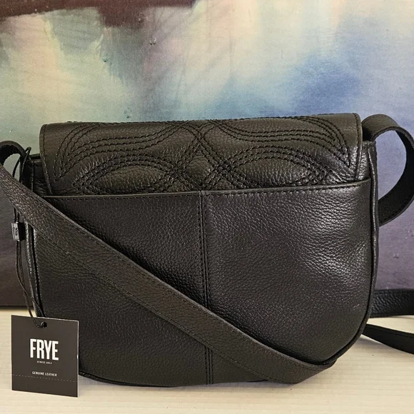 FRYE Black Pebble Saddle Crossbody Bag NWT - Picture 6 of 16